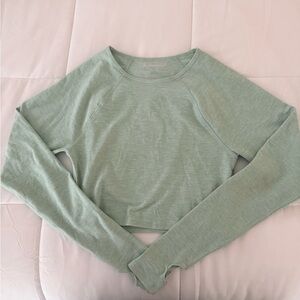 Mint Green Long Sleeve Active Crop Top